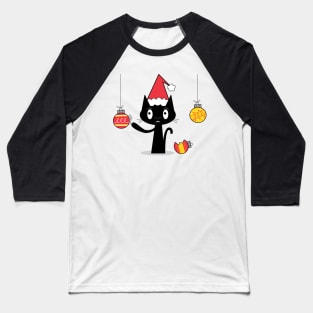 Naughty Holiday Cat Baseball T-Shirt